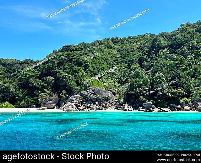 05 February 2023, Thailand, Similan Islands: Turquoise sea and dream beaches on the Similan Islands. Thailand would like to have large parts of the Andaman Sea...