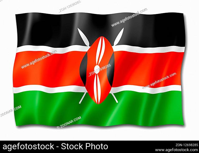 Kenya flag, three dimensional render, isolated on white