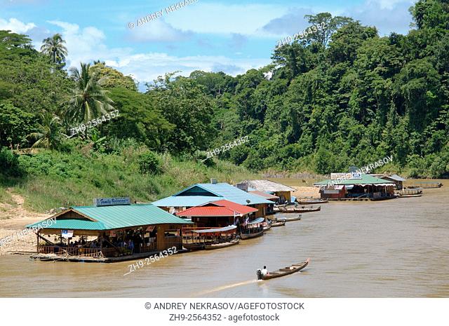 longboats on Tahan River Taman Negara National Park, Malaysia, Southeast Asia