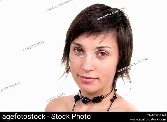 young woman model isolated on white background