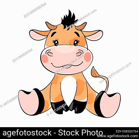 Vector illustration of Cute baby buffalo cartoon sitting, Stock Vector,  Vector And Low Budget Royalty Free Image. Pic. ESY-059904067 | agefotostock