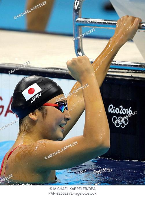 Rikako Ikee of Japan in action during the Women's 100m Butterfly semifinal during the Swimming events of the Rio 2016 Olympic Games at the Olympic Aquatics...