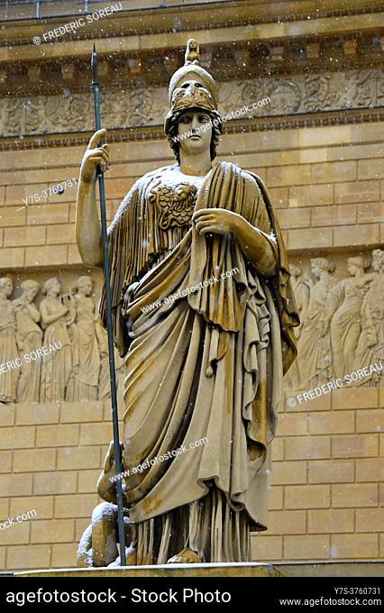 Statue representing Athena by Philippe-Laurent Roland in front of National Assembly, Paris, France