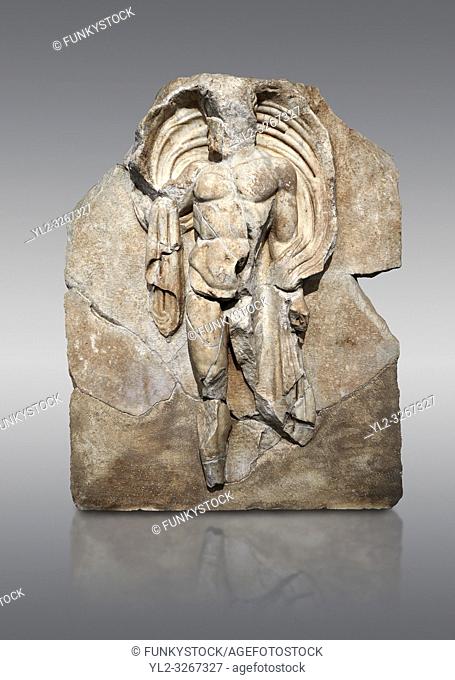 Roman Sebasteion relief sculpture of the god Okeanos (Ocean), Aphrodisias Museum, Aphrodisias, Turkey. . . The bearded of Okeanos makes an epiphany