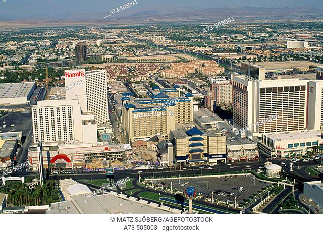 Air view of the Imperial Palace. Las Vegas. Nevada, USA