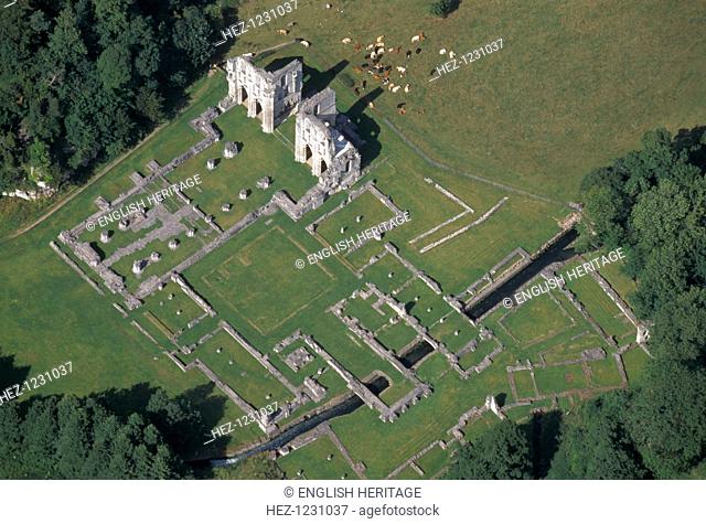 Roche Abbey, South Yorkshire, 1999. Aerial view of the remains of Roche Abbey, Maltby, South Yorkshire, from the south west