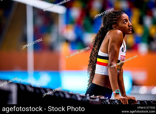 Belgian Nafissatou Nafi Thiam pictured in action during the high jump event of the women's pentathlon competition at the 37th edition of the European Athletics...