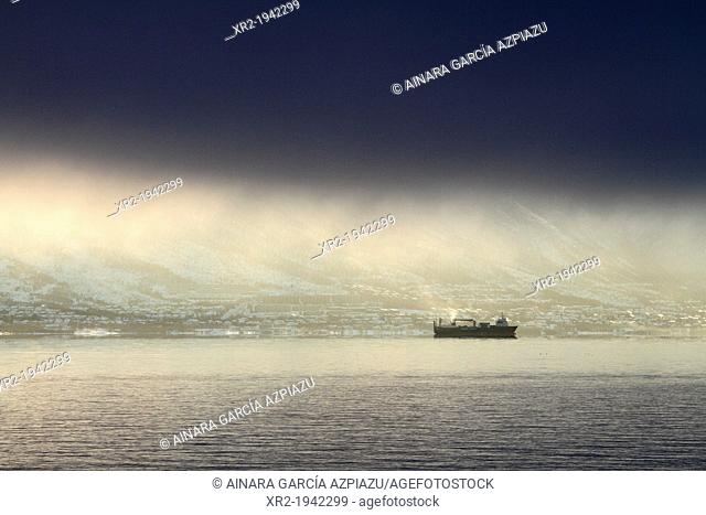 Ship arriving Tromso, Norway