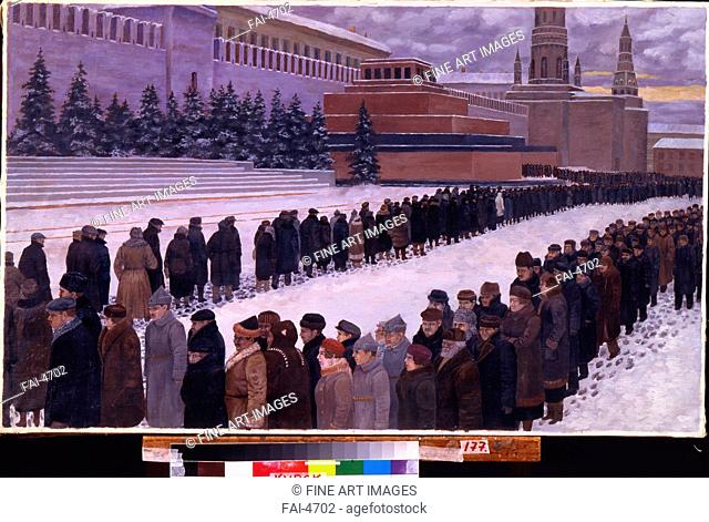 To the Lenin's Mausoleum. Ovchinnikov, Alexander Vasilyevich (1882-1941). Oil on canvas. Soviet Art. 1939. Regional A. Deineka Art Gallery, Kursk