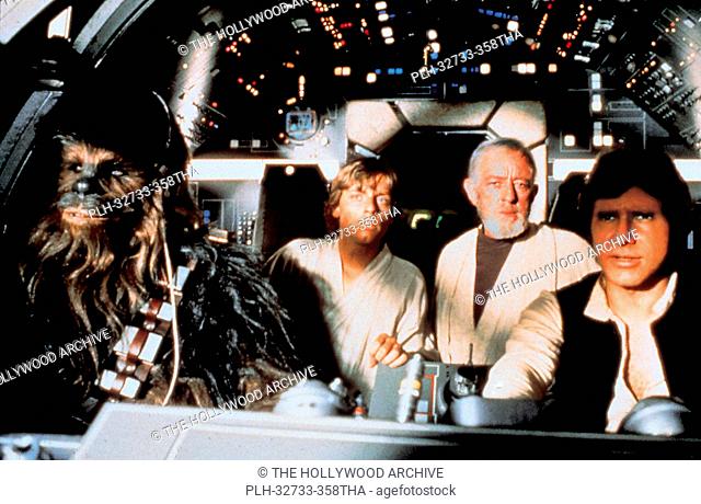 Peter Mayhew, Mark Hamill, Alec Guinness and Harrison Ford, Star Wars Episode IV: A New Hope 1977 Lucasfilm Ltd