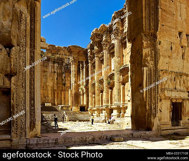Inside of the Bacchus temple in the ancient city of Baalbek, Lebanon