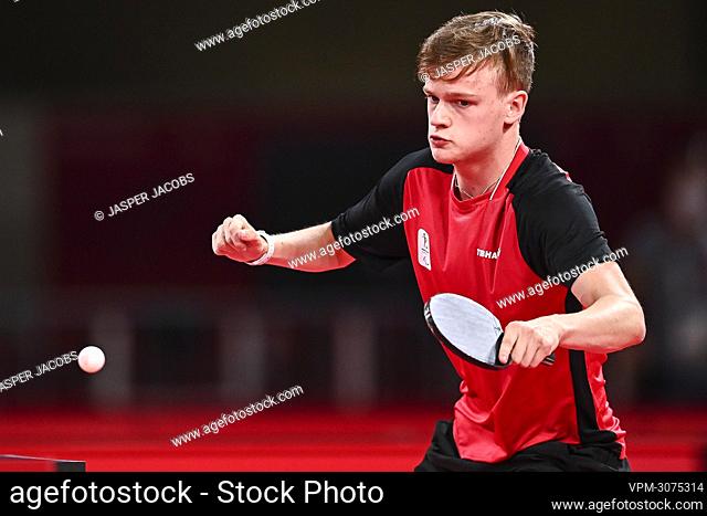 operatie speer Dhr Belgian table tennis player Laurens Devos pictured in action during a table  tennis game between..., Stock Photo, Picture And Rights Managed Image. Pic.  VPM-3075345 | agefotostock