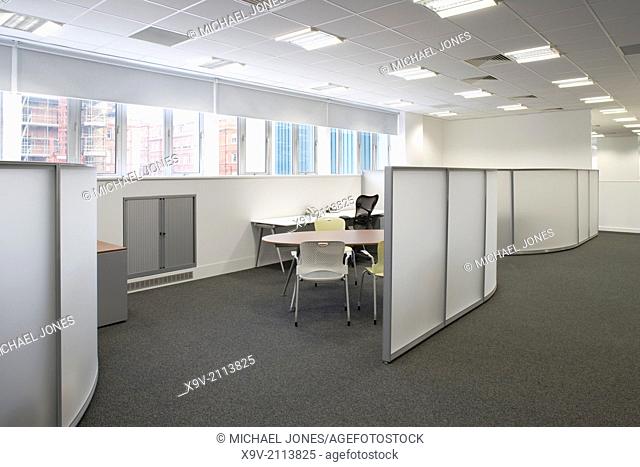 Office interior showing mobile partitions