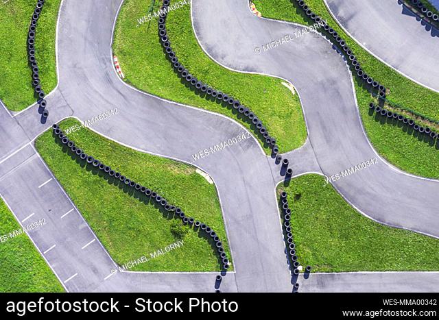 Aerial view of go-kart track