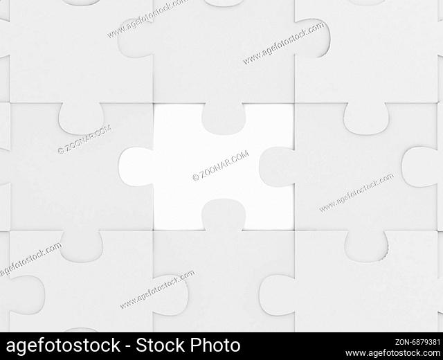 Missing piece of puzzle, isolated on white background