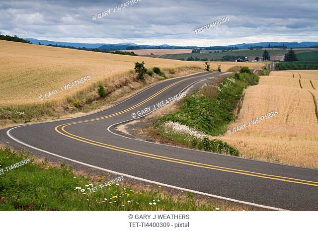 USA, Oregon, Marion County, Rural road
