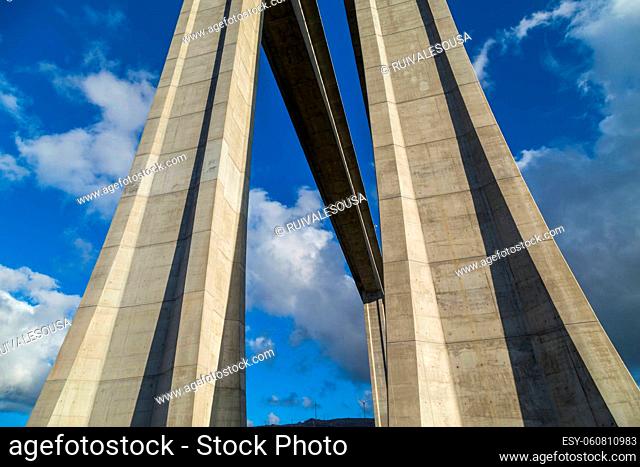 highway concrete bridge from below, in the north of Portugal