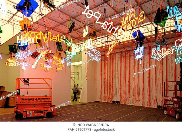 The installation ""My Madinah: In pursuit of my ermitage, 2004"" by Jason Rhoades (1965-2006) in the Kunsthalle in Bremen,  Germany, 05 September 2014