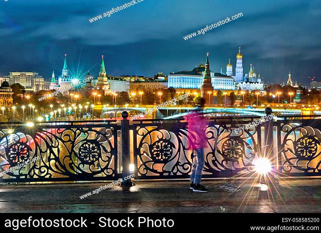 Moscow, Kremlin and Moskva River, Russia. Bridge and the Kremlin