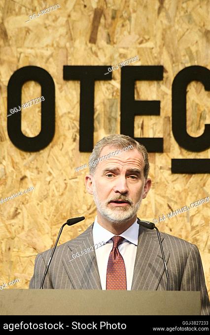 King Felipe VI of Spain attends Presentation of the Cotec Report 2021 Annual Report at La Nave de Villaverde on May 26, 2021 in Madrid, Spain