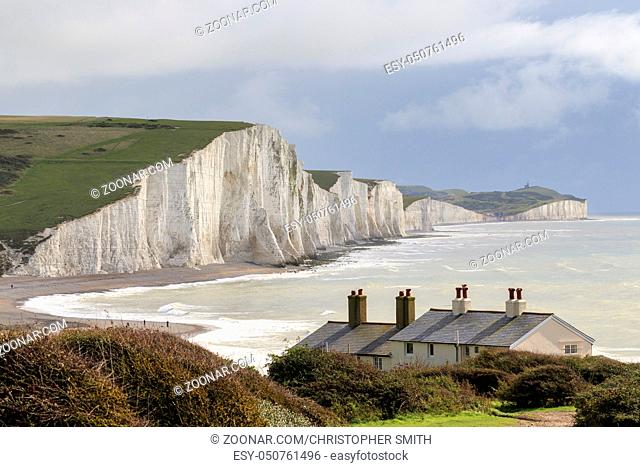 Seven Sisters Cliffs in the south downs sussex UK
