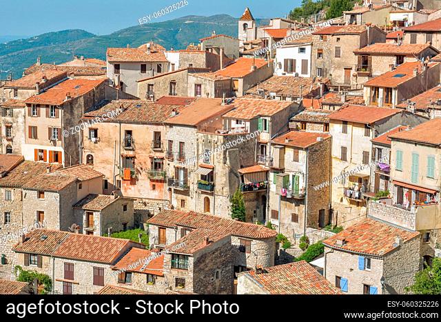 Peille, one of the most beautiful hilltop villages on the Côte d'Azur. Medieval village built on the hillside.