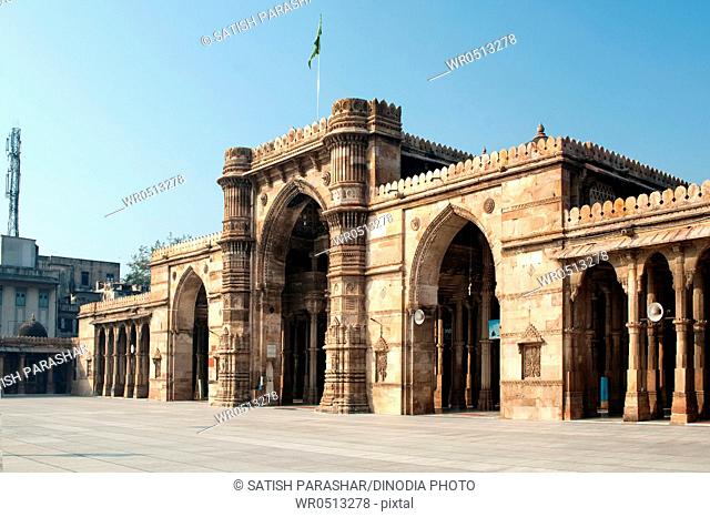 Prayer room facing the courtyard of jami masjid , Ahmedabad , Gujarat , India
