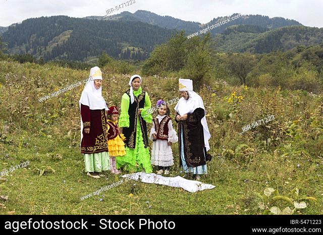 Tussau Kesu ceremony known as Cutting the Menace, Kazakh ethnographic village of Aul Gunny, Talgar city, Almaty, Kazakhstan, Central Asia, Asia