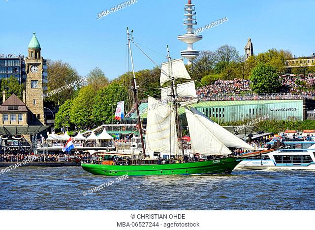 Parade for the harbour birthday with the sailing ship Avatar in Hamburg, Germany, Europe