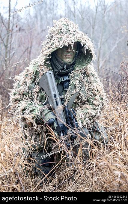 Jagdkommando soldier Austrian special forces wearing a ghillie suit