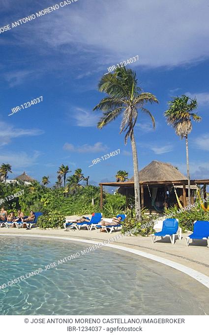 Swimming-pool at all inclusive resort Maroma beach, Caribe, Quintana Roo state, Mayan Riviera, Yucatan Peninsula, Mexico