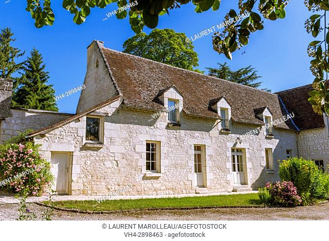 Typical House of Tufa Stone, La Milaudiere at Ligré, Chinon District, Indre-et-Loire Department, Centre-Val de Loire Region, Loire valley, France, Europe