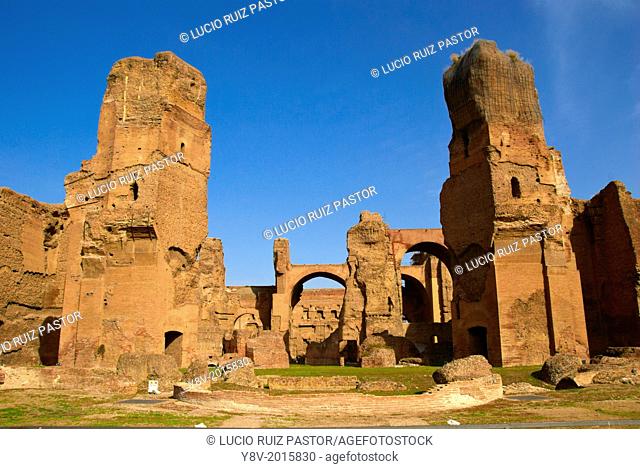 Italy. Lacio. Rome. Caracalla Thermae. The calidarium to the fund the tepidarium. UNESCO World Heritage