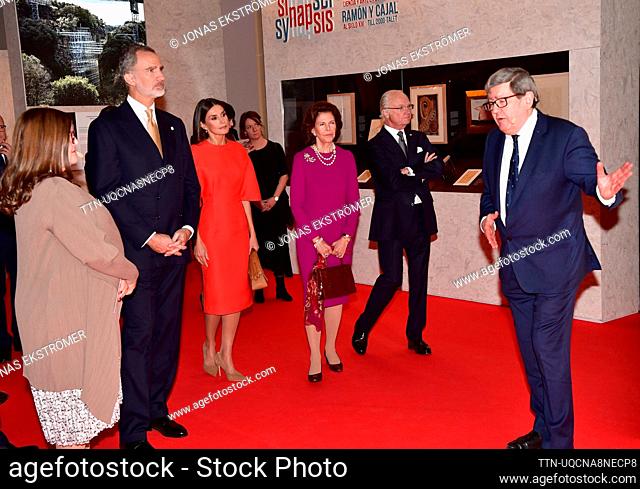 King Felipe, Queen Letizia, Queen Silvia and King Carl Gustaf at the Nobel Prize Museum in Stockholm, Sweden, 24 November, 2021