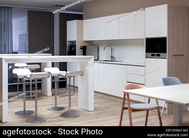 a beautiful modern office kitchen provides for a pleasant working climate