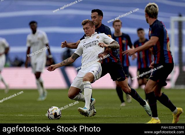 Madrid Spain; 10.16.2022.- Toni Kroos. Real Madrid vs Barcelona match of the Spanish Football League on matchday 9 held at the Santiago Bernabeu stadium in the...