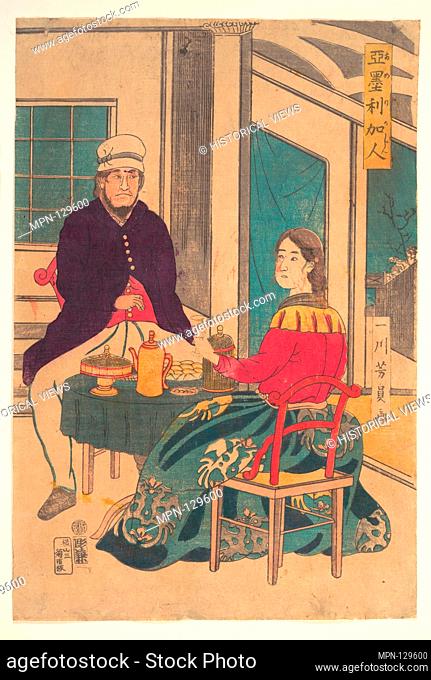 Amerikajin. Artist: Utagawa Yoshikazu (Japanese, active ca. 1850-1870); Date: 1862; Culture: Japan; Medium: Polychrome woodblock print; ink and color on paper;...