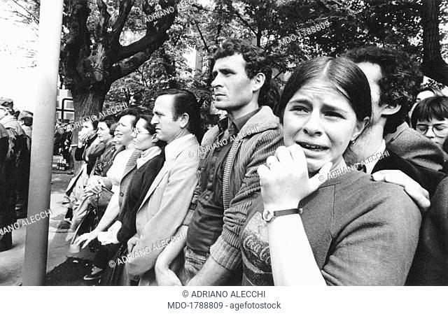 Crowd attending the funerals of the President of the Socialist Federal Republic of Yugoslavia Josip Broz Tito. Belgrade, 8th May 1980