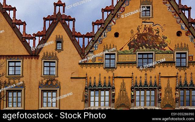 Romantic Road highlights aristocratic house town hall of ulm yellow house facade