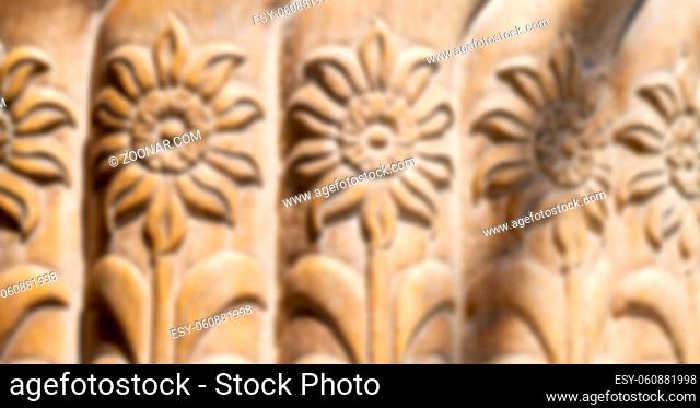 blur in old iran mousque the column incision of a flower like abstract background