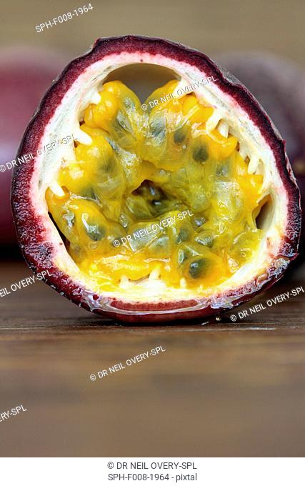 Passion fruit half (Passiflora edulis)