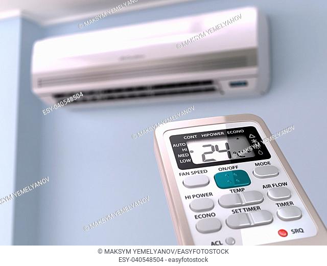 Remote control directed on air conditioner systrem. 3d