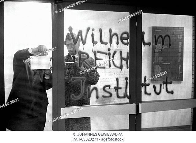 A closed door with the writing ""Wilhelm Reich Institute"". The Institute of Psychology at the University of Hamburg which was occupied by about 200 students...