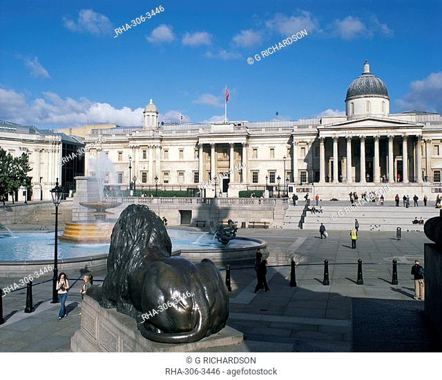 National Gallery and Trafalgar Square, London, England, United Kingdom, Europe
