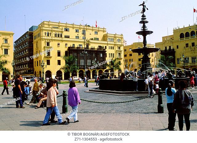 Peru, Lima, Plaza de Armas, Spanish colonial architecture