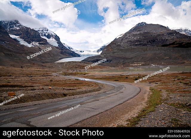 Panoramic image of the Columbia Icefield, Icefield Parkway, Jasper National Park, Alberta, Canada