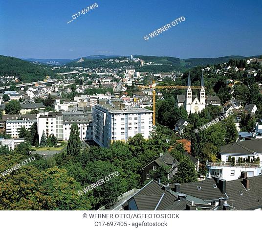 Germany, Siegen, Sieg, Sieg Valley, Ferndorf brook, Weiss, Siegerland, Sauerland, North Rhine-Westphalia, city panorama, panoramic view