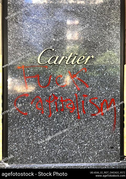 Cartier sign, F Capitalism graffiti, George Floyd Protest, Chicag, Illinois