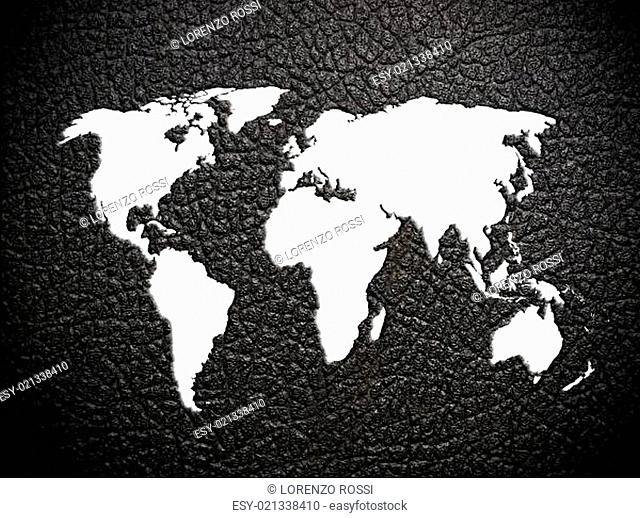 black leather world map