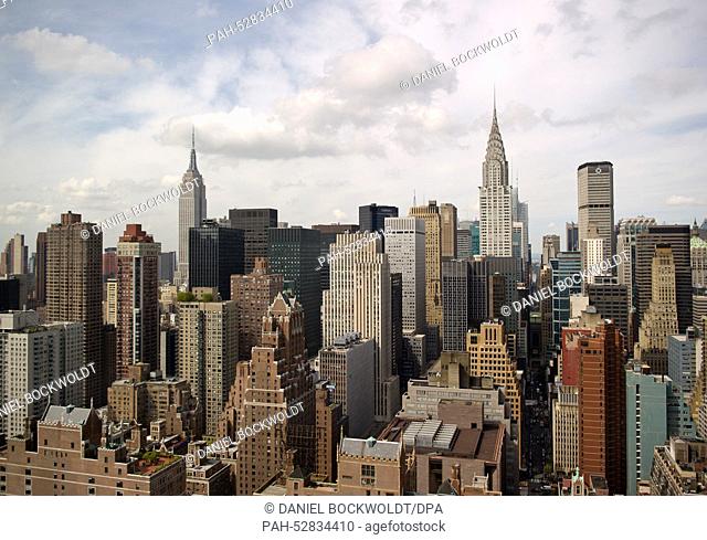 A view of the New York City borough Manhattan pictured on 24 September 2014. On the left, the Empire State Building is visible
